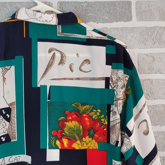 Sen Meei 80's Color Block Picasso Art Inspired Blouse Women's See Measurements - Picture 8 of 12